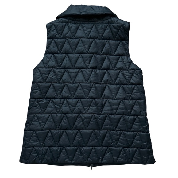 Eileen Fisher Quilted Black Snap Front Puffer Vest Chevron Black Medium - Picture 7 of 12